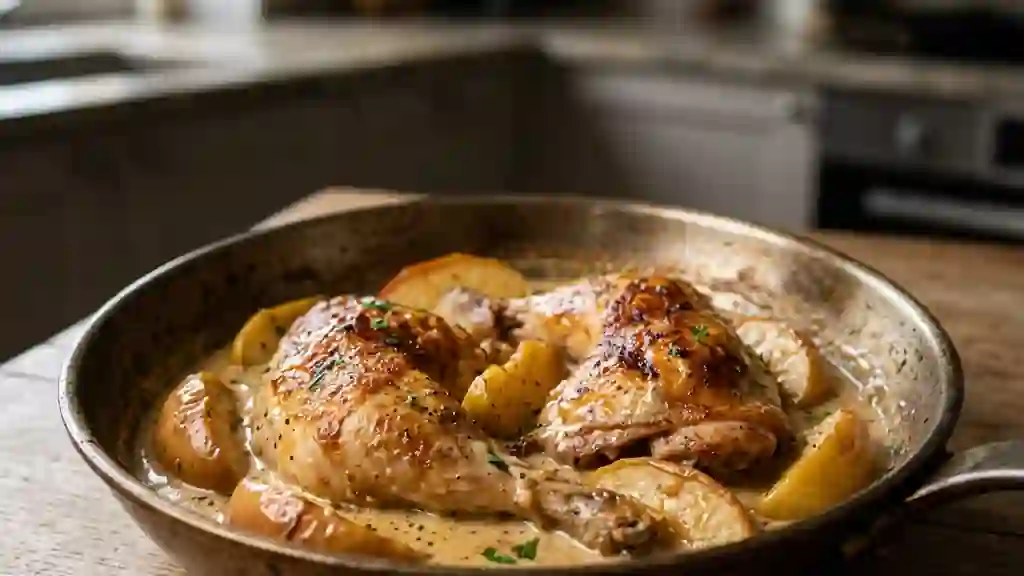 Cuisses de poulet crème et Calvados - Photo de présentation