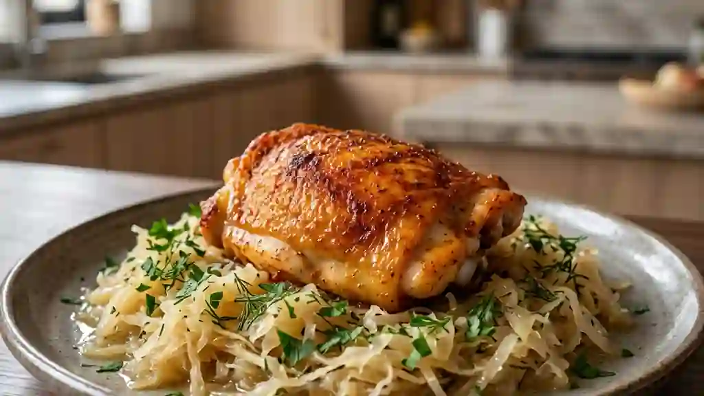 Poulet au Paprika sur Lit de Choucroute Fondante - Photo de présentation