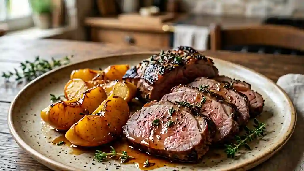 Cuissot de marcassin rôti aux pommes fondantes - Photo de présentation