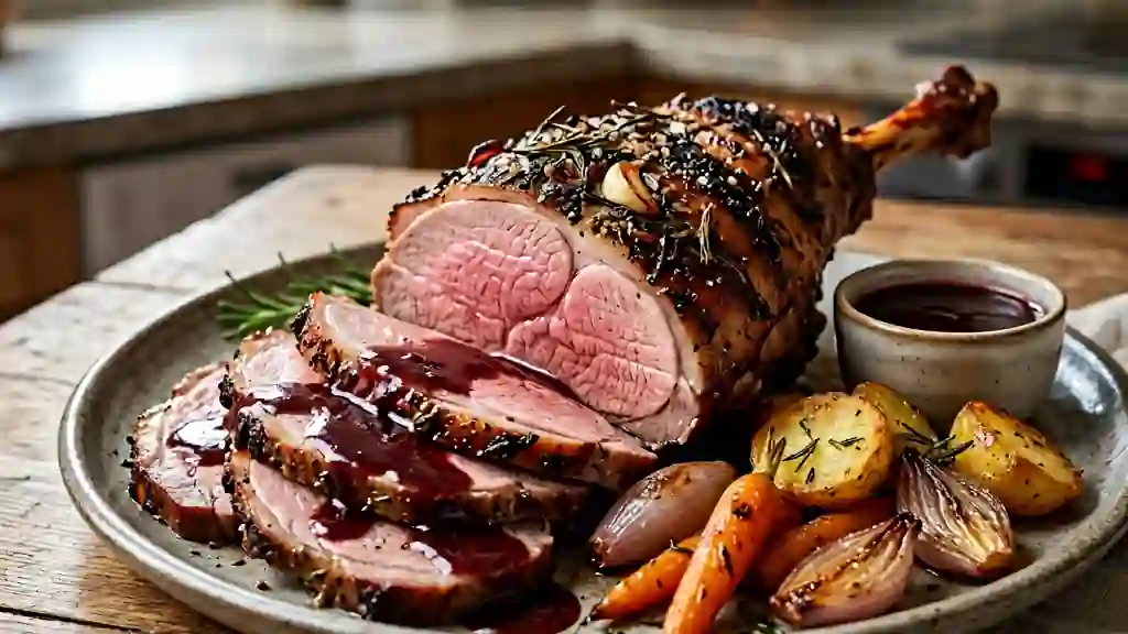 Cuissot de sanglier rôti au romarin et vin rouge - Photo de présentation