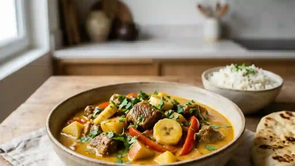 Curry d'agneau onctueux pomme et banane - Photo de présentation