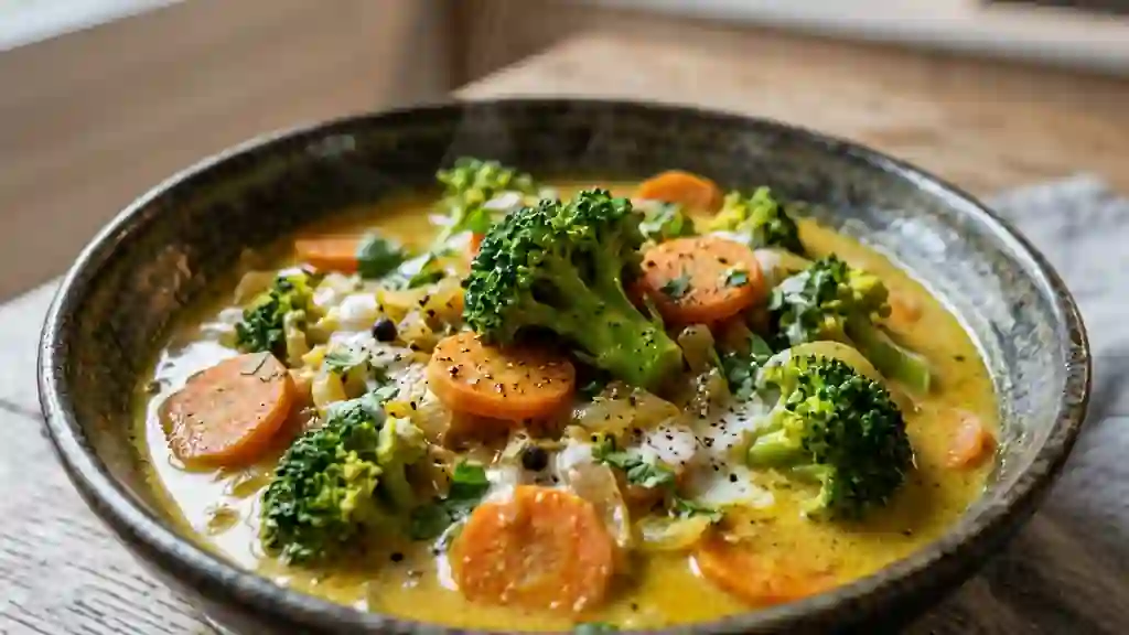 Curry de brocolis fondant au lait de coco - Photo de présentation