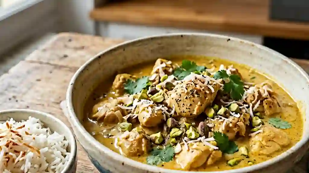 Poulet crémeux coco et pistaches croquantes - Photo de présentation