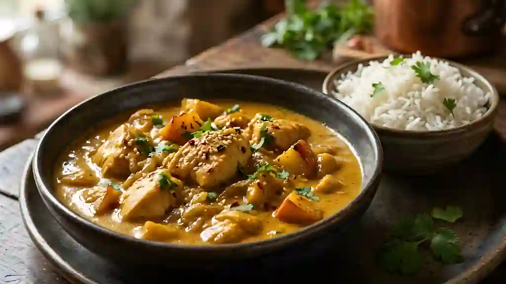 Curry de poulet coco et pommes - Photo de présentation