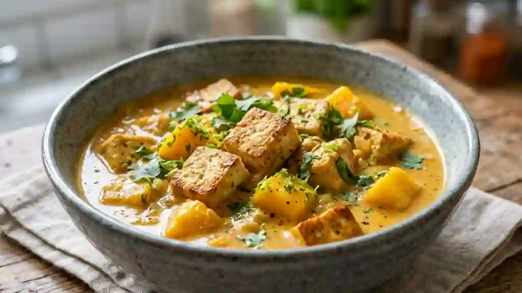 Curry fondant mangue et tofu grillé - Photo de présentation