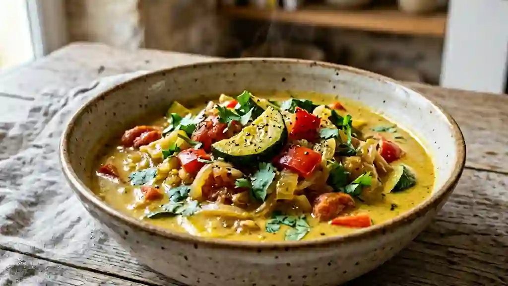 Curry de légumes d'été onctueux au coco - Photo de présentation