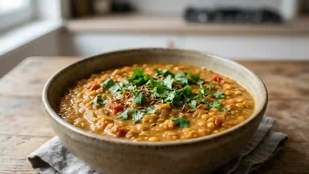 Dahl de lentilles corail fondant aux épices - Photo de présentation