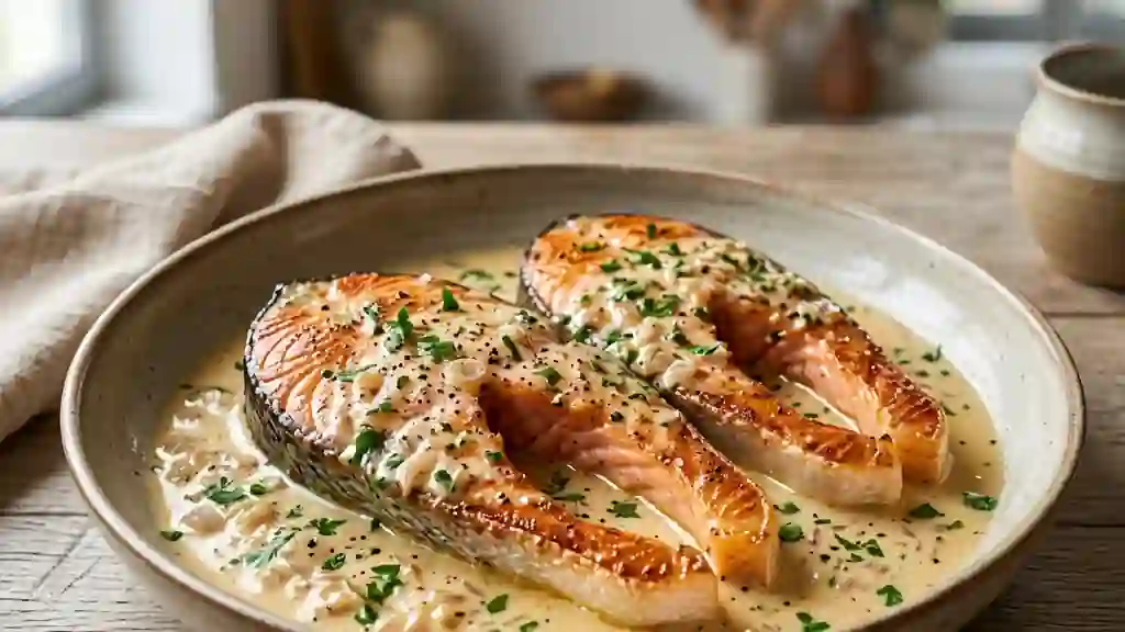 Darnes de saumon à la crème de vin blanc - Photo de présentation