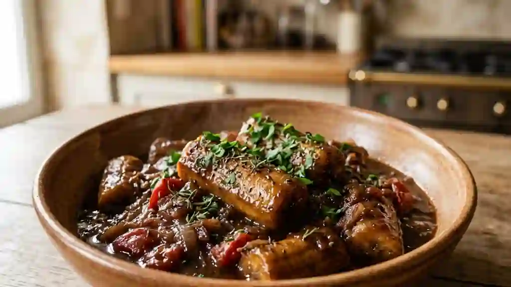 Daube de bananes fondante au vin rouge - Photo de présentation