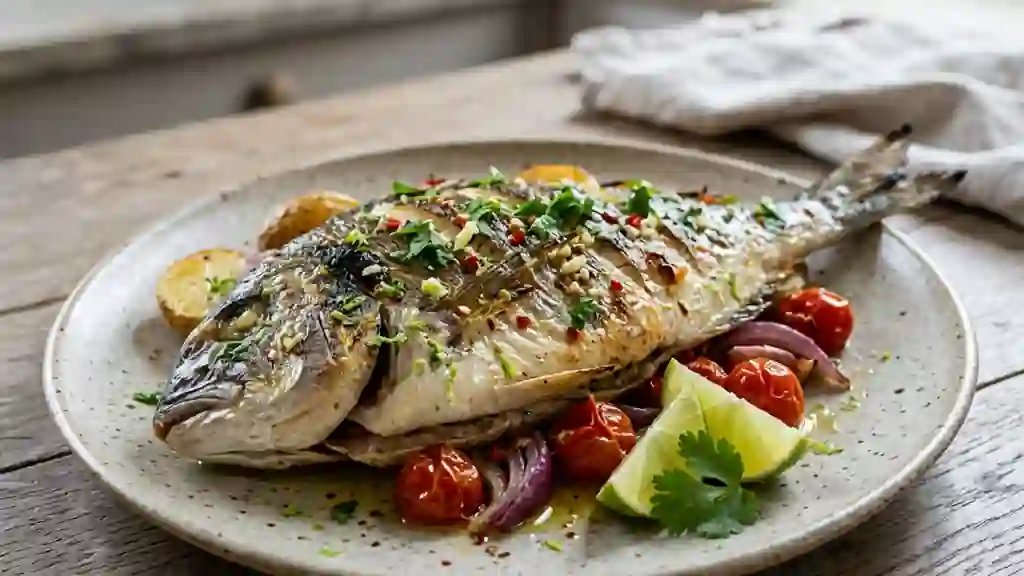 Daurade grillée au gingembre et citron vert - Photo de présentation