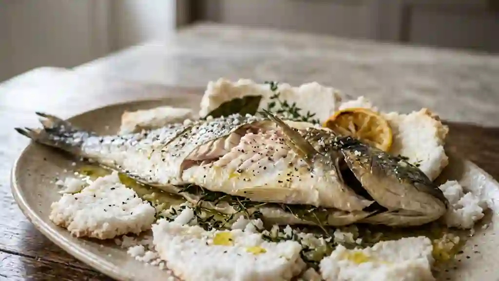 Daurade rôtie sous sel et aromates - Photo de présentation