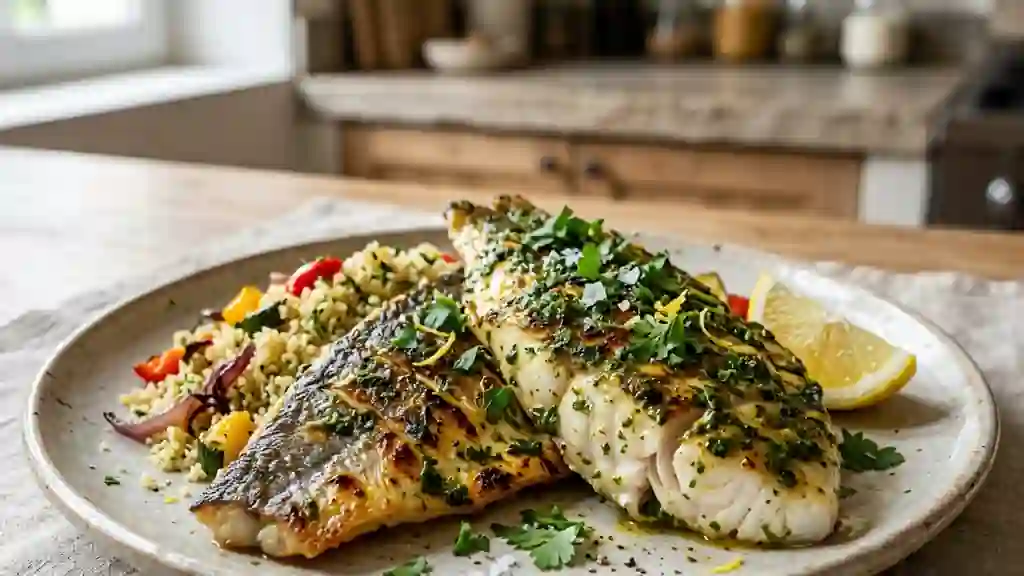 Daurade grillée à la chermoula parfumée - Photo de présentation