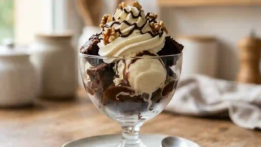 Coupe Brownie Fondante aux Éclats de Noix - Photo de présentation