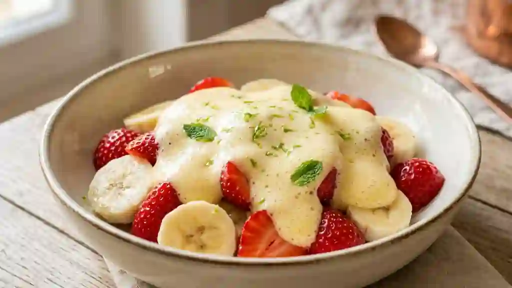 Duo de Fraises et Bananes au Sabayon Vanillé - Photo de présentation