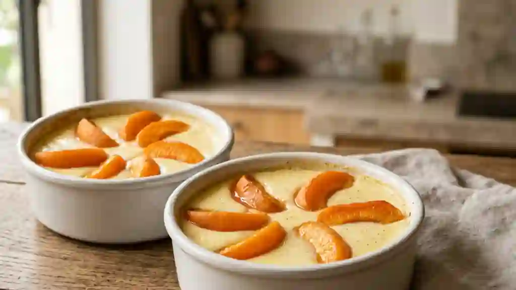 Crème fondante vanille et abricots rôtis - Photo de présentation