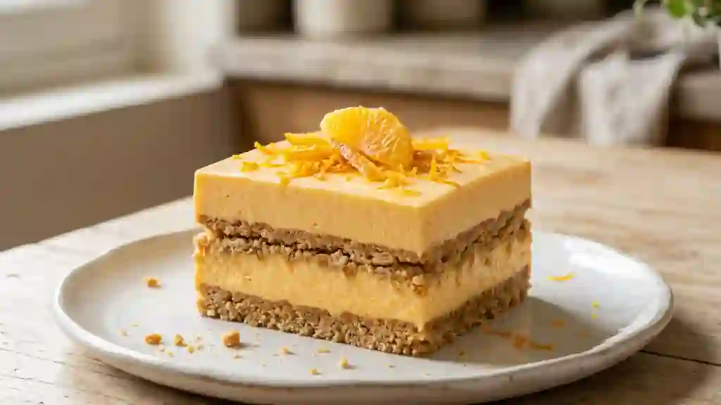Pavé fondant aux petits beurre et orange - Photo de présentation