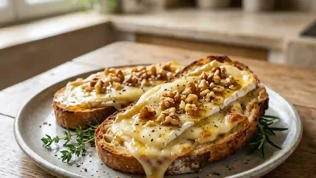 Tartines au Brie Coulant, Miel et Noix Croquantes - Photo de présentation