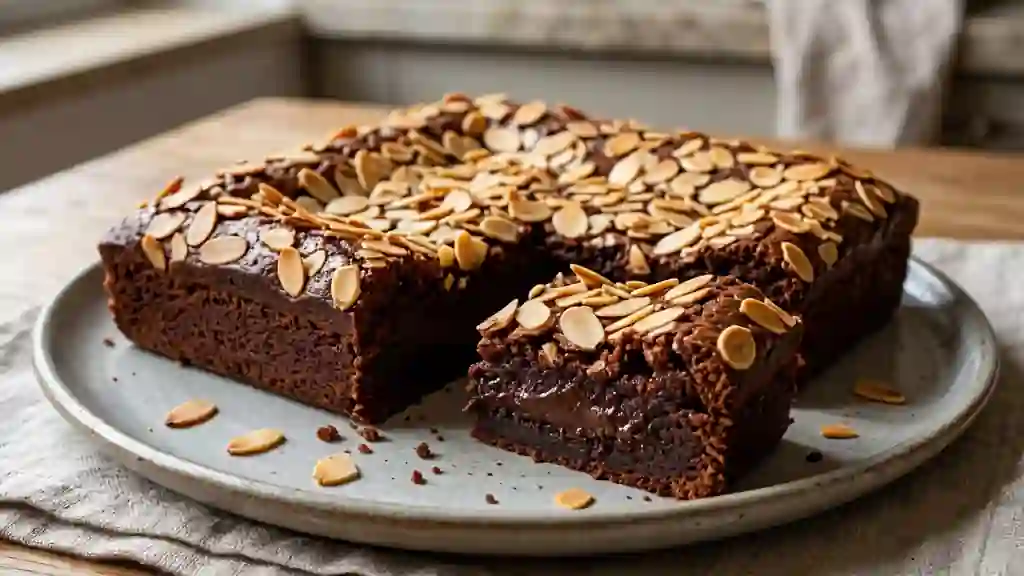 Pavé fondant chocolat et amandes craquantes - Photo de présentation
