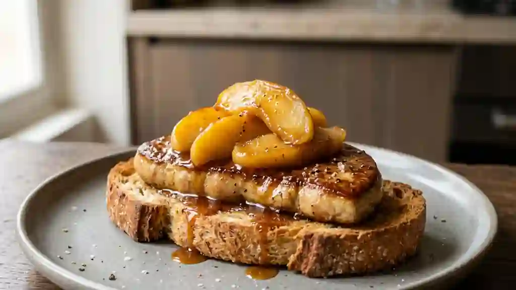 Foie gras fondant et pommes caramélisées - Photo de présentation