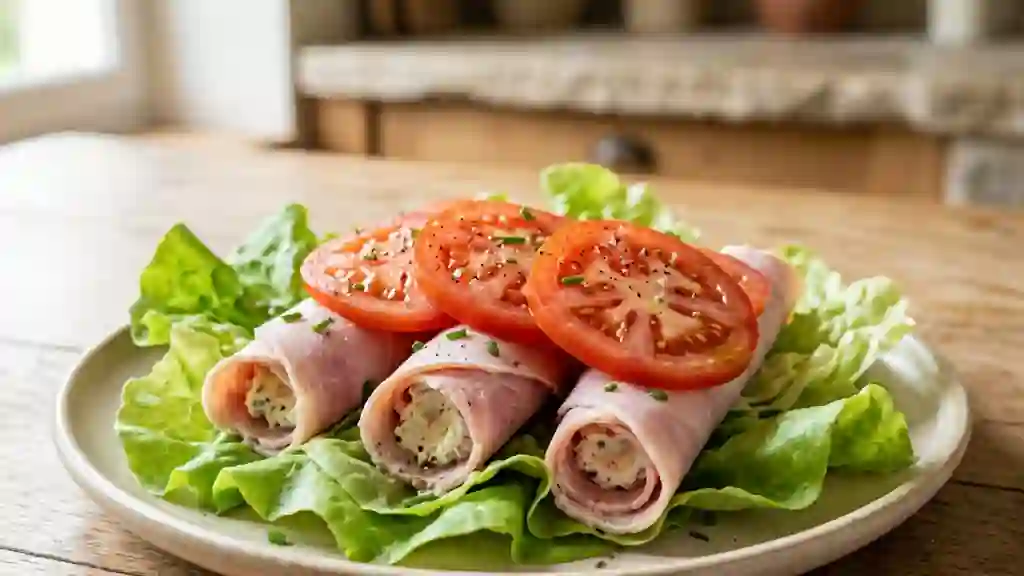 Roulés de jambon fondants au fromage frais - Photo de présentation