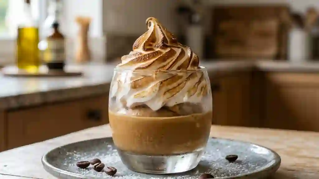 Parfait glacé au café et meringue brûlée - Photo de présentation