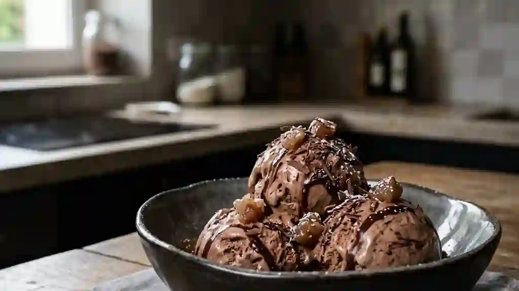 Parfait glacé chocolat et marron onctueux - Photo de présentation