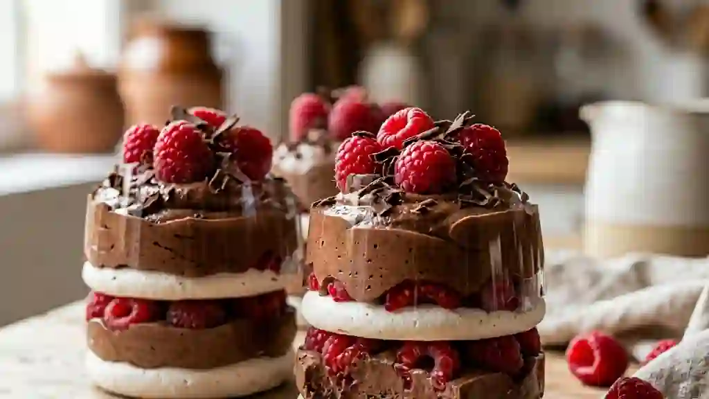 Merveilleux fondant chocolat et framboises - Photo de présentation