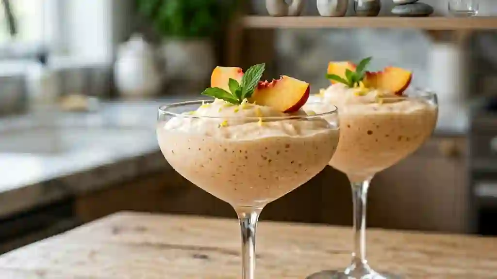 Mousse fondante aux pêches d'été - Photo de présentation