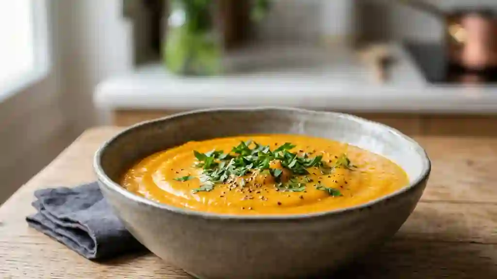 Velouté de carottes onctueux à la crème - Photo de présentation