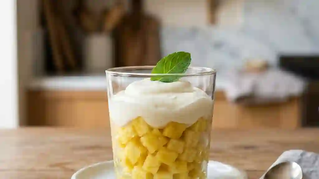 Ananas givré et crème onctueuse à la vanille - Photo de présentation