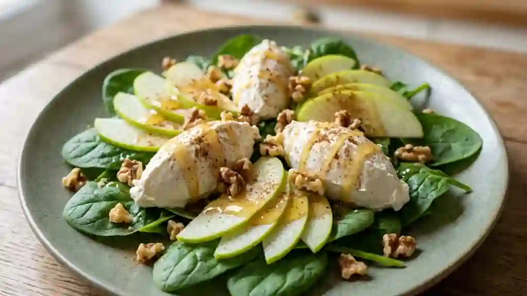 Salade d'épinards, pomme croquante et miel fondu - Photo de présentation
