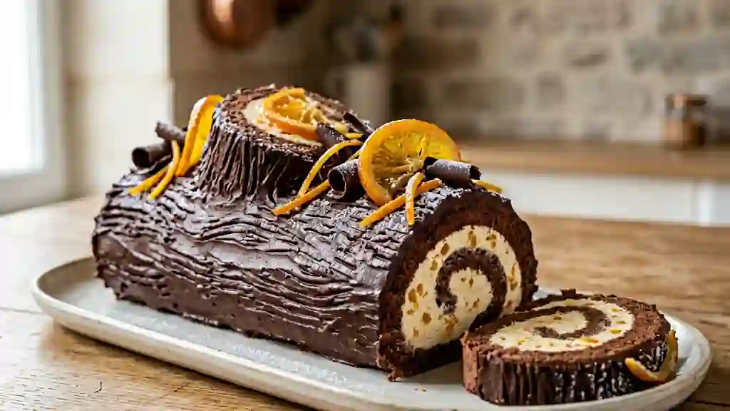 Bûche Fondante Chocolat et Orange Confite - Photo de présentation