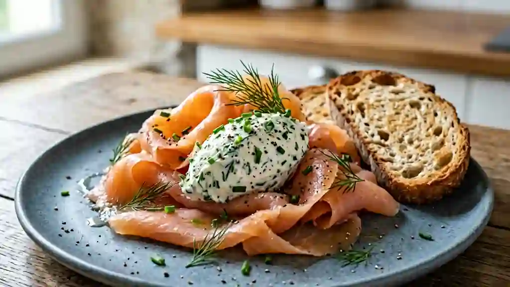 Chiffonnade de saumon frais au carré herbeux - Photo de présentation