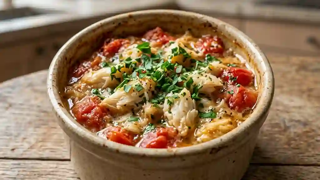 Cocotte de crabe fondante à la tomate - Photo de présentation
