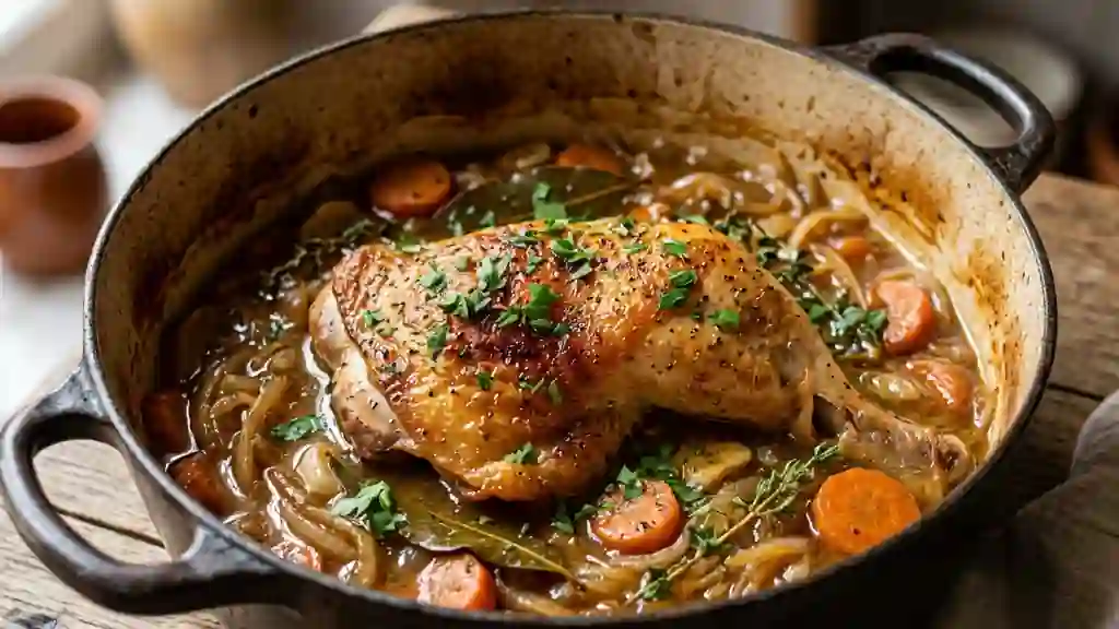 Poulet fondant mijoté à la bière blonde - Photo de présentation