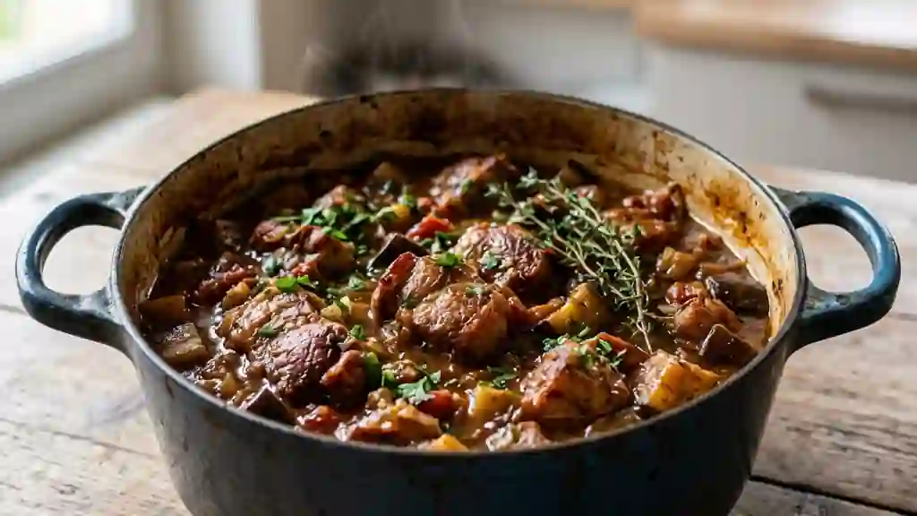 Porc fondant aux aubergines et thym - Photo de présentation