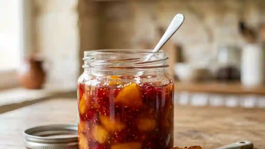 Confiture veloutée Pêche et Framboise - Photo de présentation