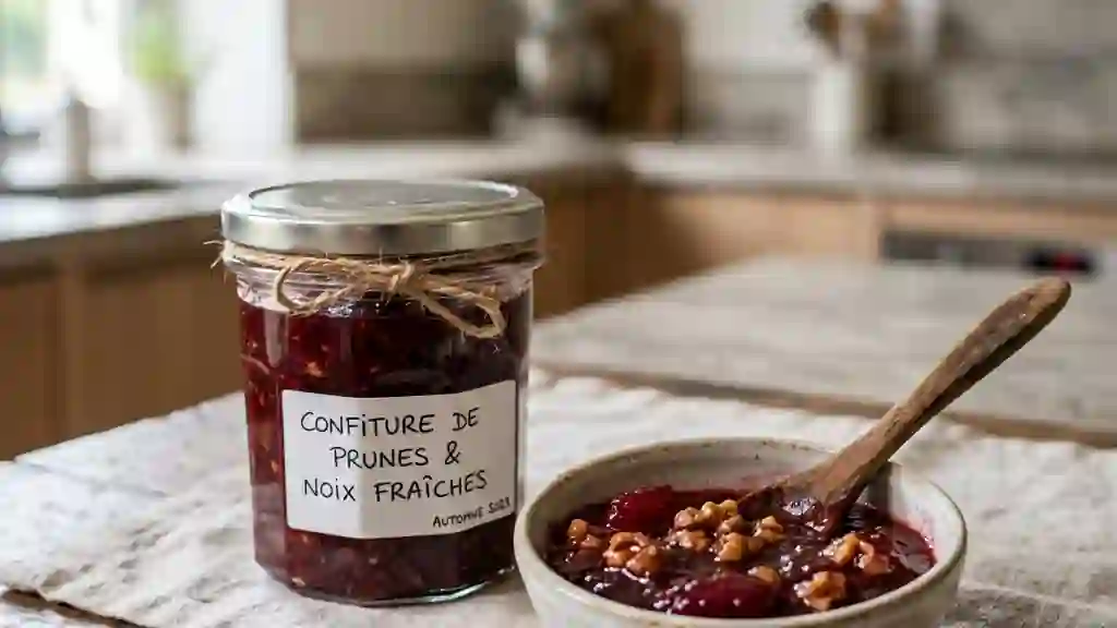 Confiture fondante prunes et éclats de noix - Photo de présentation