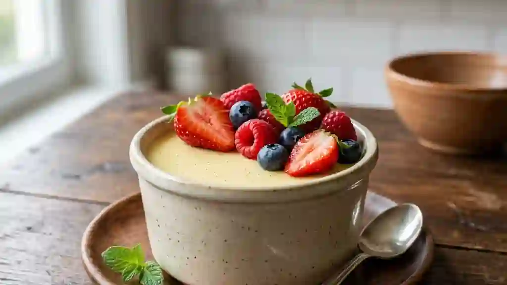 Crème vanillée fondante aux fruits rouges - Photo de présentation