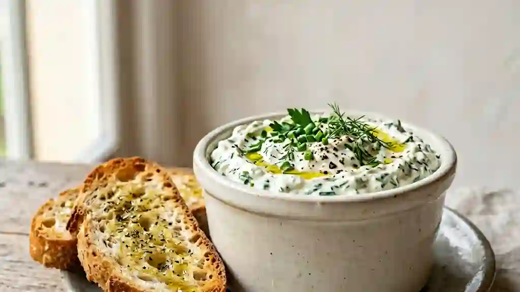 Crème de fromage blanc onctueuse aux herbes - Photo de présentation