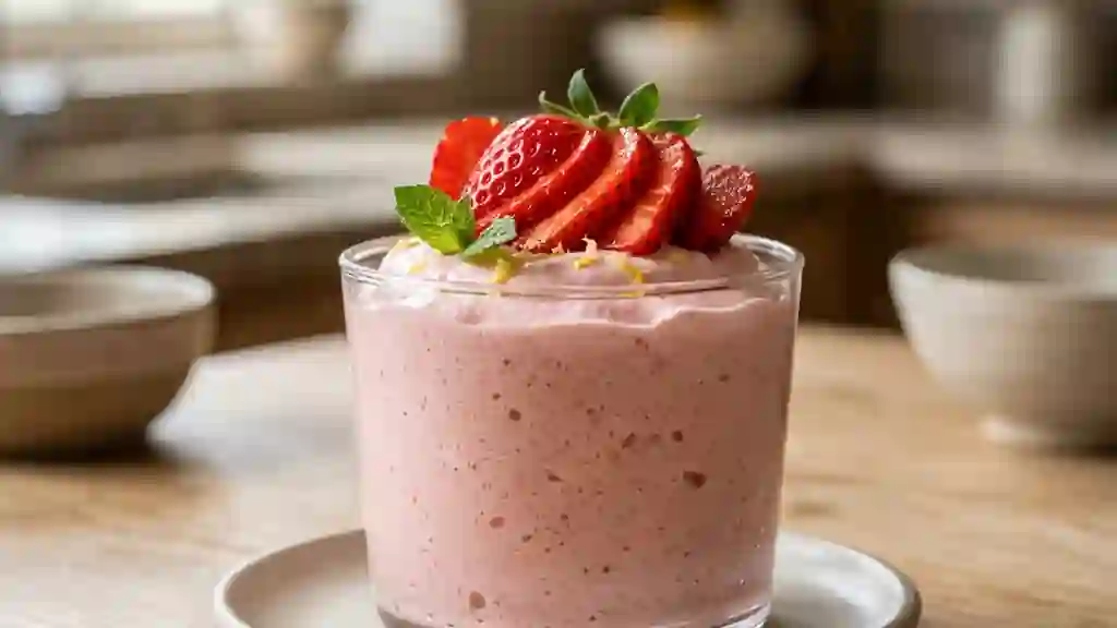 Crème-mousse aux fraises aérienne et fondante - Photo de présentation