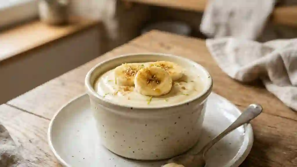 Crème de banane fondante et vanillée - Photo de présentation