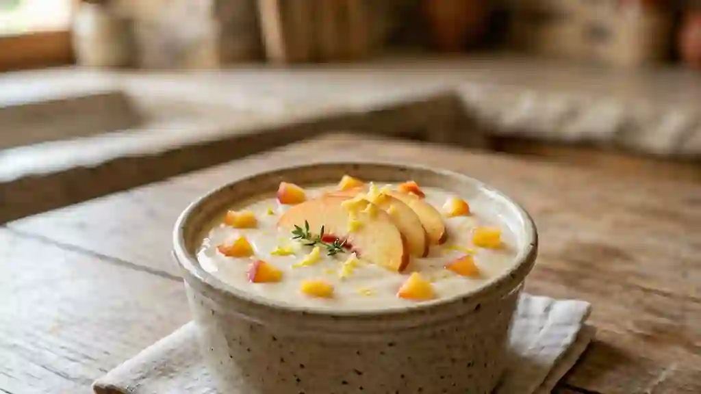 Crème fondante aux pêches et vanille - Photo de présentation