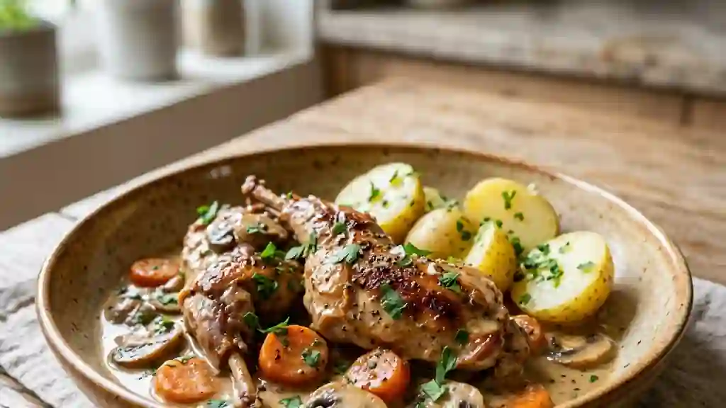 Lapin fondant au Calvados et Crème - Photo de présentation