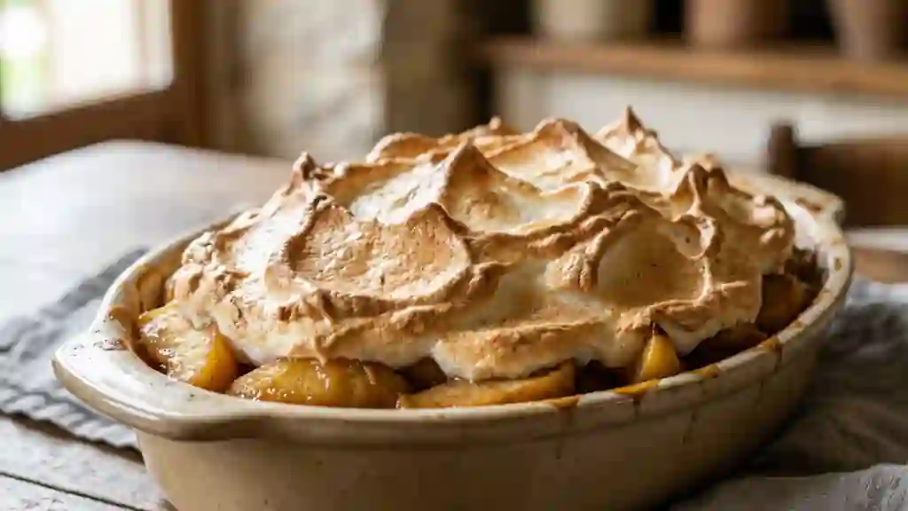 Pommes au beurre sous nuage de meringue - Photo de présentation