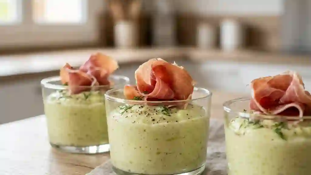 Mousse de poireaux fondante et jambon cru - Photo de présentation