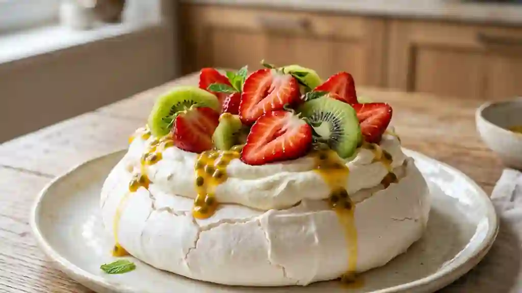 Pavlova nuageuse aux fruits frais et chantilly - Photo de présentation