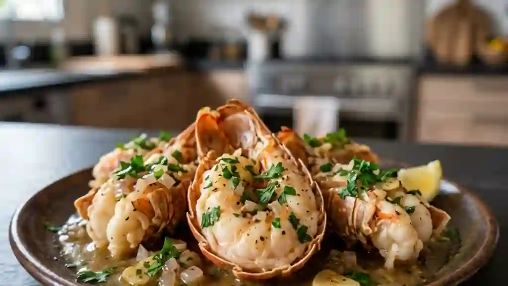 Queues de langouste au beurre d'ail fondant - Photo de présentation