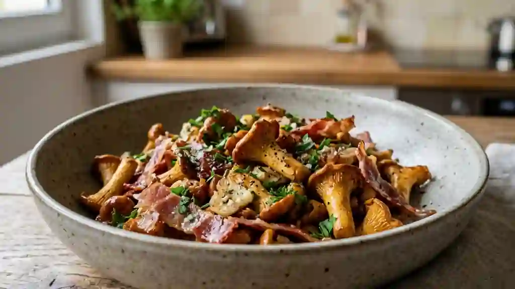 Poêlée de girolles au jambon de pays - Photo de présentation