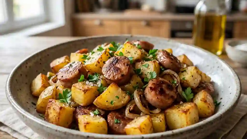 Poêlée campagnarde saucisses et pommes de terre - Photo de présentation